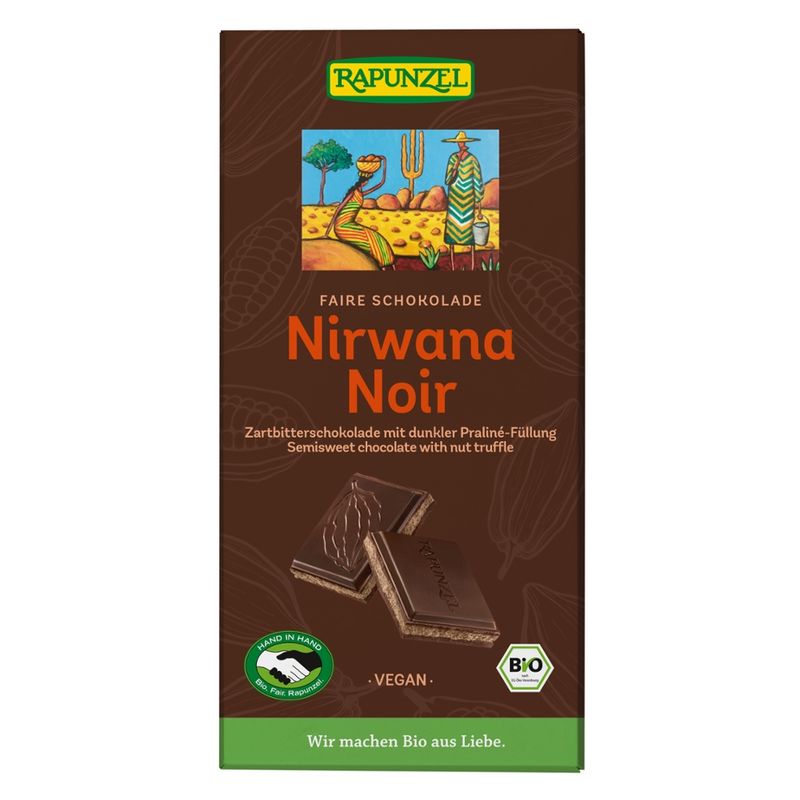 Rapunzel Nirwana Noir 55% Kakao mit dunkler Praliné-Füllung HIH - Produktbild