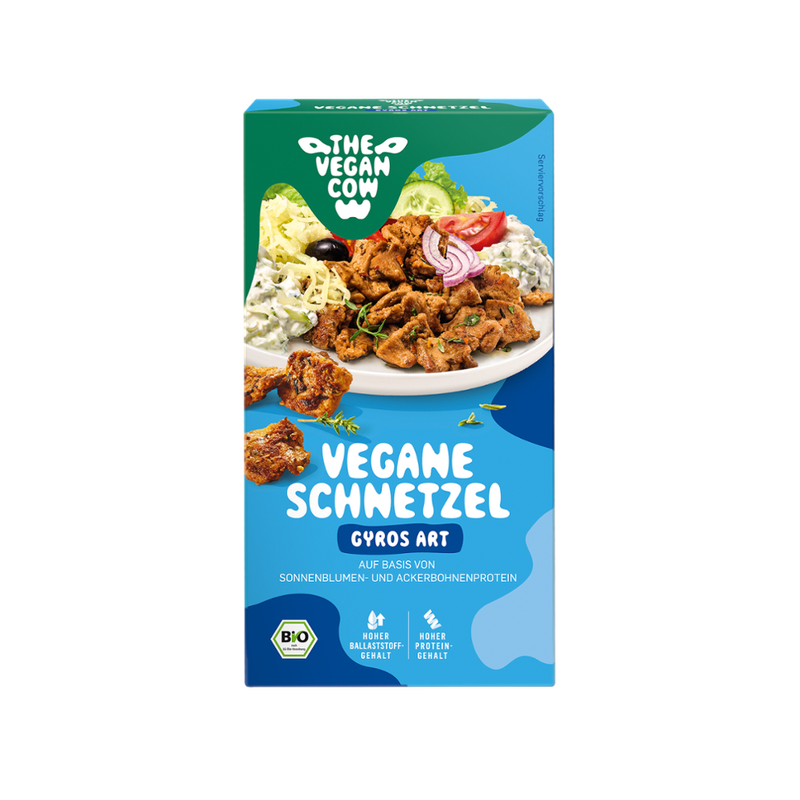 THE VEGAN COW Vegane Schnetzel Gyros Art auf Basis von Sonnenblumen- und Ackerbohnenprotein - Produktbild