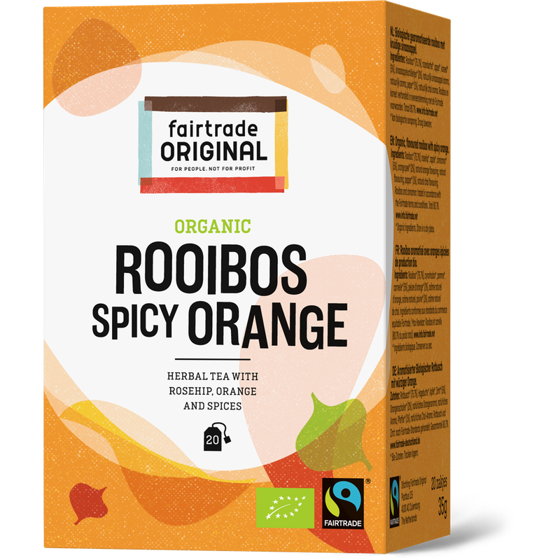 Fairtrade Original Biologischer Rooibos Spicy Orange Tea. Fairtrade. 20 Teebeutel. - Produktbild