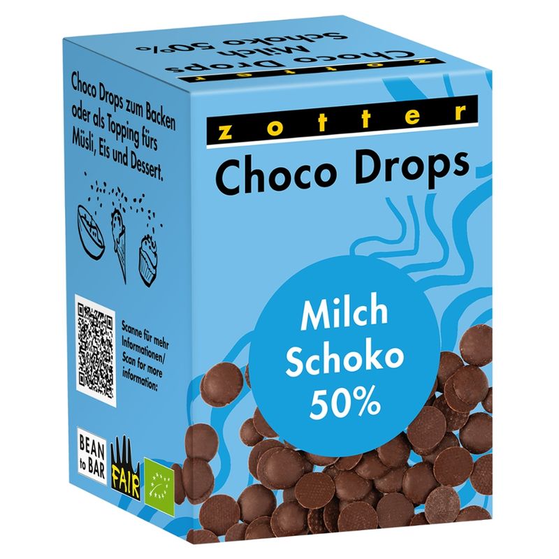 Zotter Schokolade Choco Drops-Milchschoko 50% - Produktbild