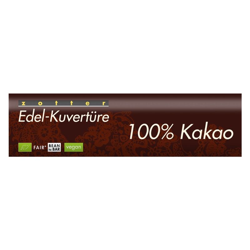 Zotter Schokolade Edel-Kuvertüre 100% Kakao - Produktbild