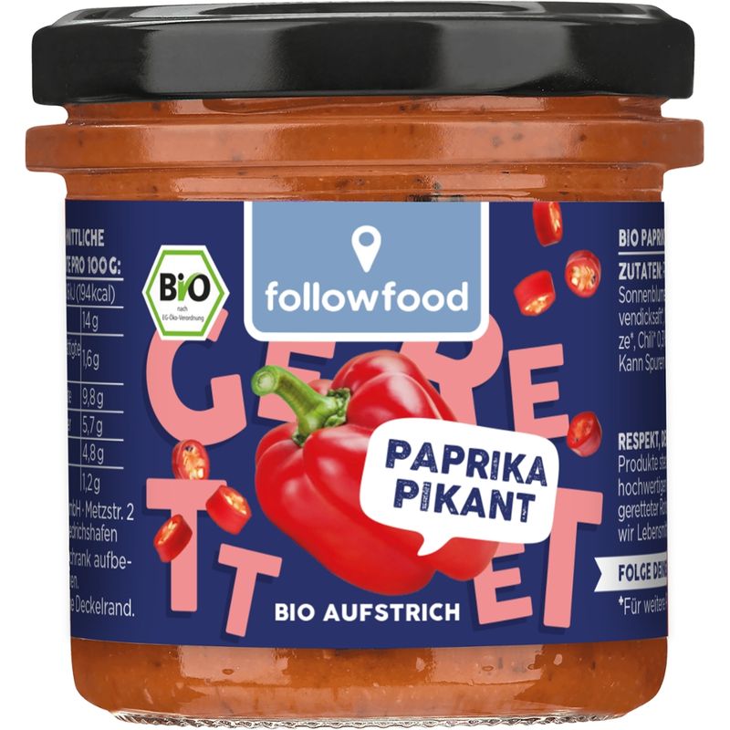 followfood Bio Paprikaaufstrich pikant vegan - Produktbild
