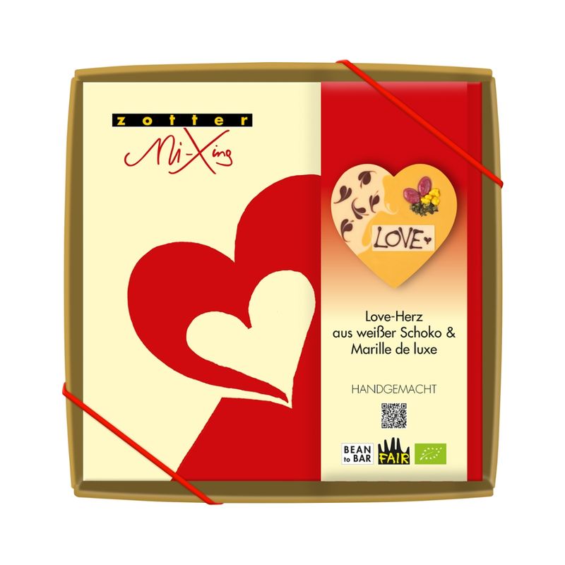 Zotter Schokolade Love-Herz aus weißer Schoko & Marille de luxe - Produktbild