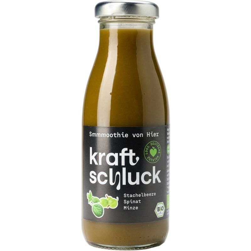 kraftschluck kraftschluck, grüner Smoothie, STACHELBEERE, SPINAT, MINZE, bio, 0,25 l Fl. - Produktbild
