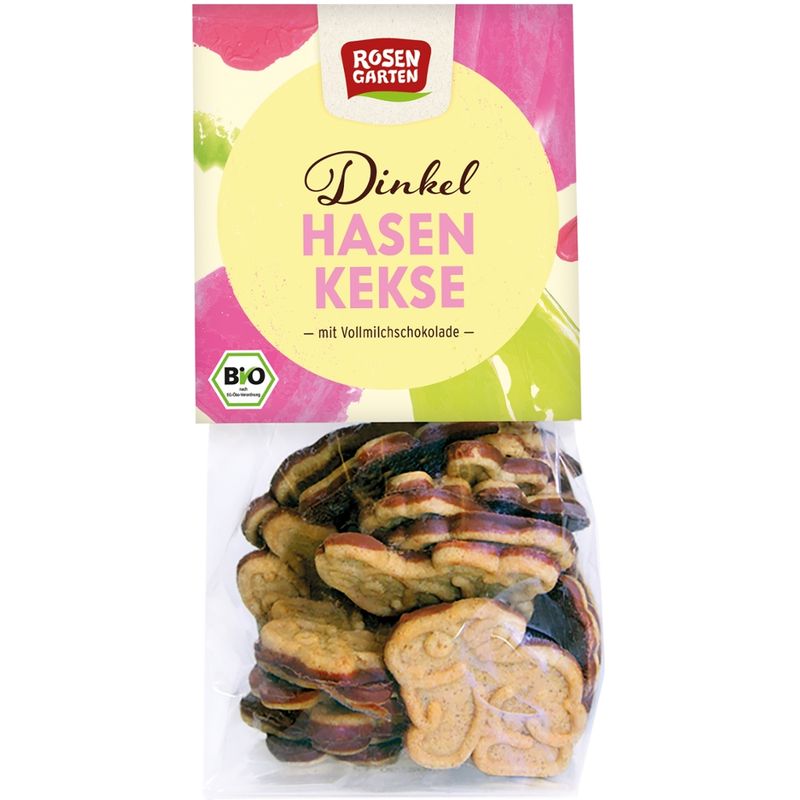 Rosengarten Dinkel-Hasen-Kekse mit Vollmilchschokoladenboden - Produktbild