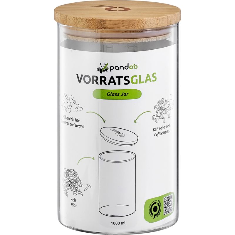pandoo pandoo Vorratsglas 1000ml - Durchmesser 9,5 cm - Höhe 15,5 cm - Produktbild