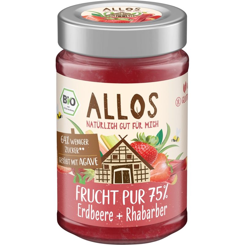 Allos Frucht Pur 75% Erdbeere + Rhabarber - Produktbild