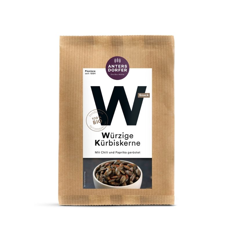 Antersdorfer - Die Bio-Mühle Bio Würzige Kürbiskerne (mit Chili und Paprika geröstet) - Produktbild