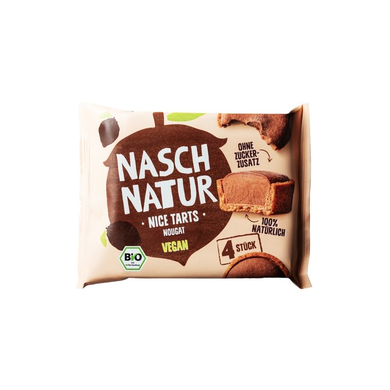 NaschNatur Bio NiceTart Nougat - tiefgefrorenes Eis-Törtchen auf pflanzlicher Basis, nur mit Datteln gesüßt - Produktbild