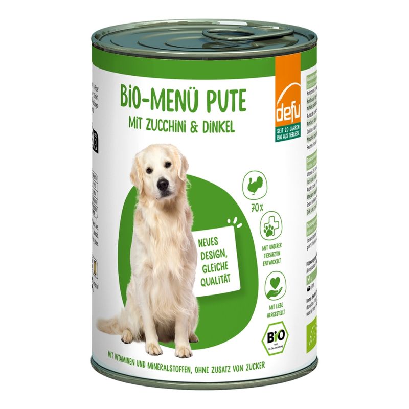 defu - Das Tierfutter vom Bio-Bauern Hund Bio-Menü Pute mit Zucchini & Dinkel - Produktbild
