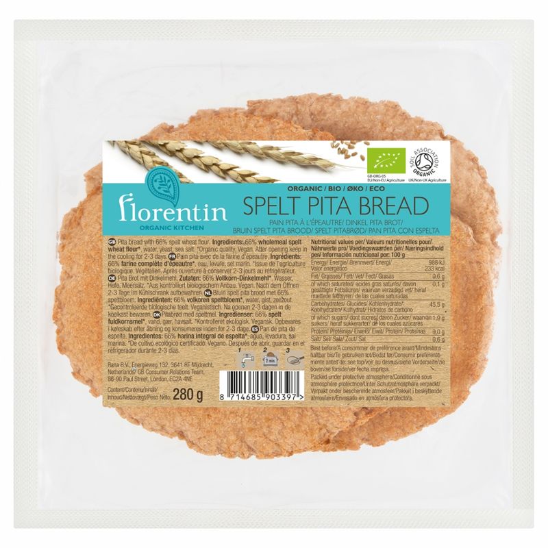 Florentin Pita Brot Dinkel, 4 Stück - Produktbild