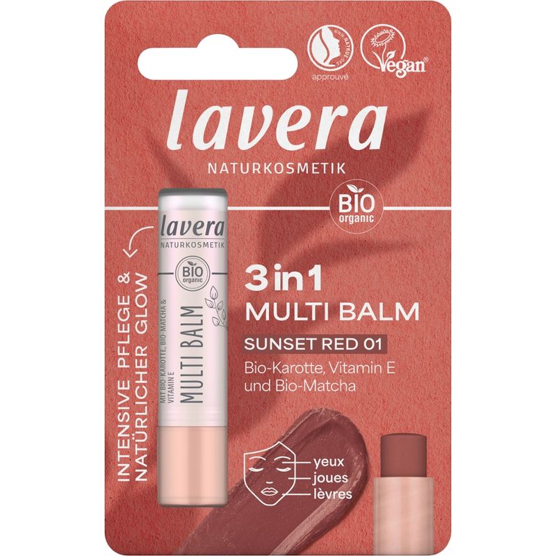 lavera MULTI BALM IM BLISTER SUNDOWN RED 01, 4,9g, DT-FR - Produktbild
