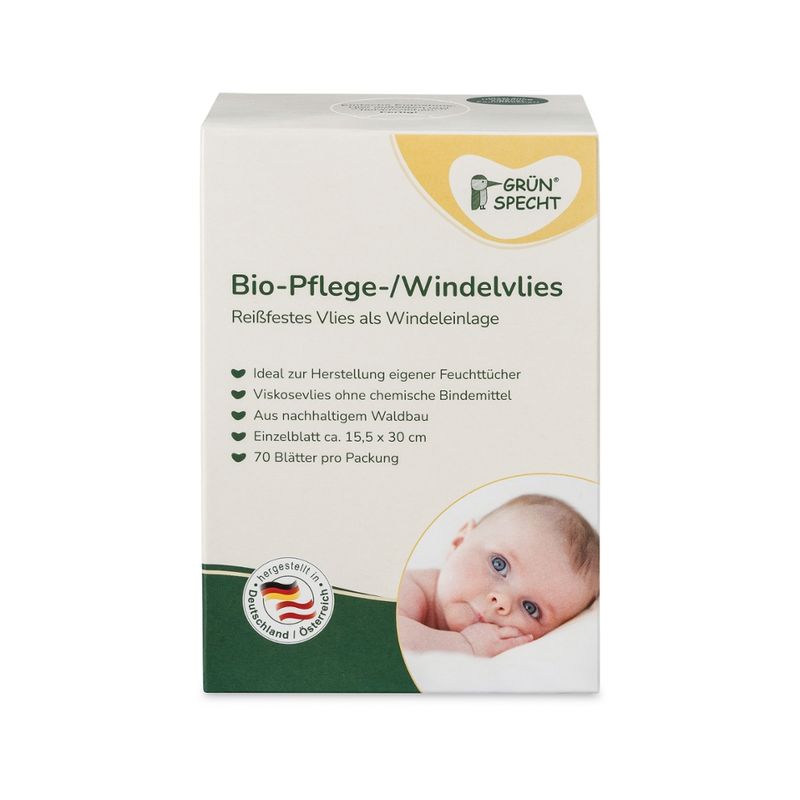 GRÜNSPECHT Naturprodukte Bio-Pflege-/Windelvlies 70 Blatt (15,5x30) - Produktbild
