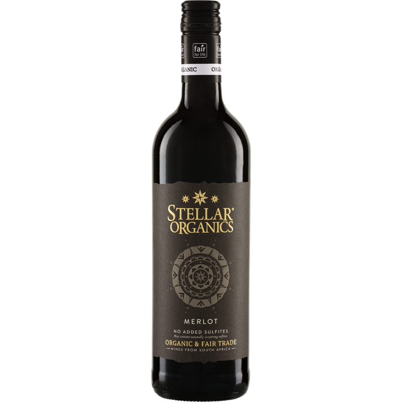 Riegel Erzeugermarken Stellar Merlot W.O. Western Cape  ohne SO2-Zusatz Stellar Organics - Produktbild