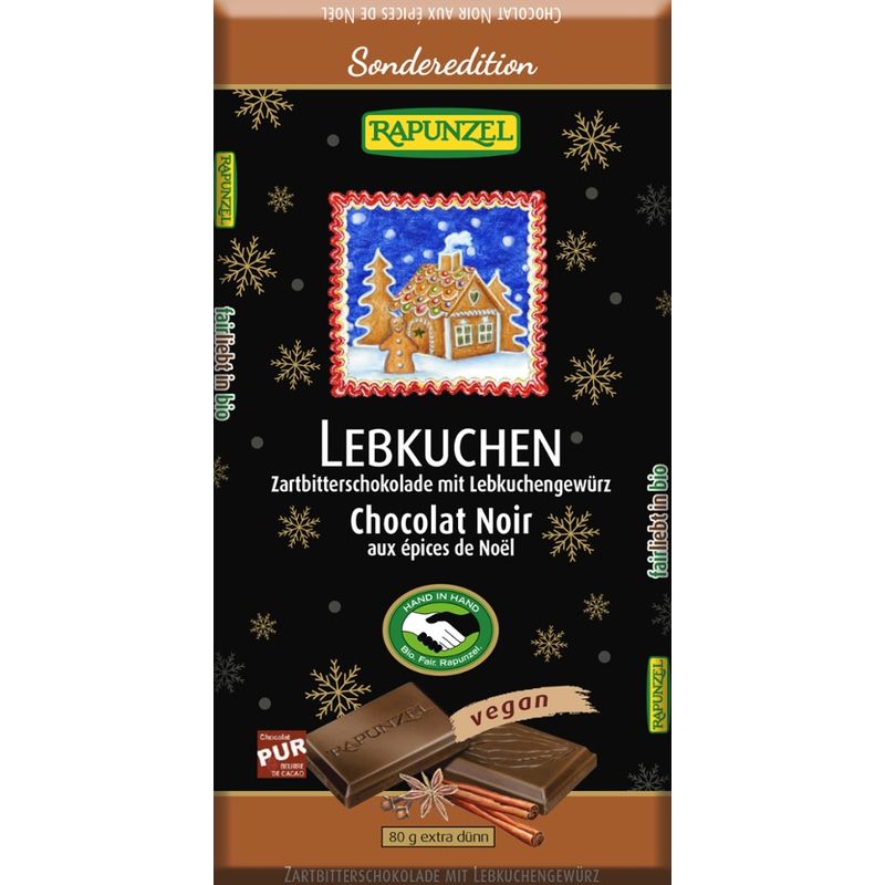 Rapunzel Zartbitter Schokolade mit Lebkuchengewürz HIH - Produktbild