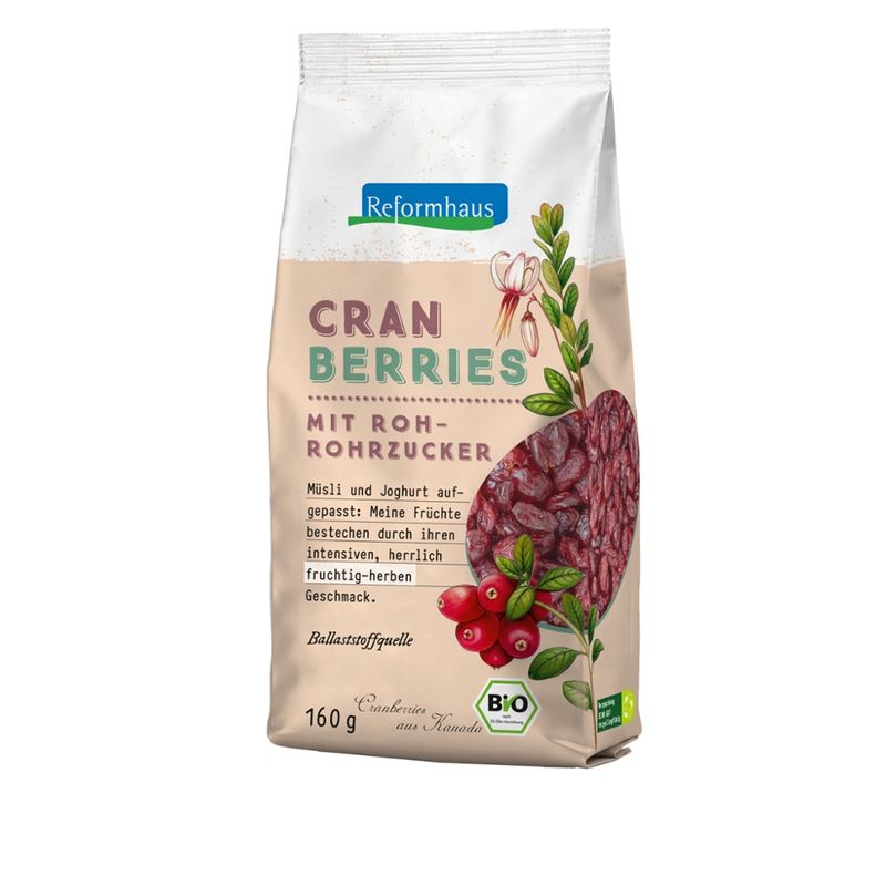 Reformhaus Cranberries, ganz, gesüßt, bio - Produktbild