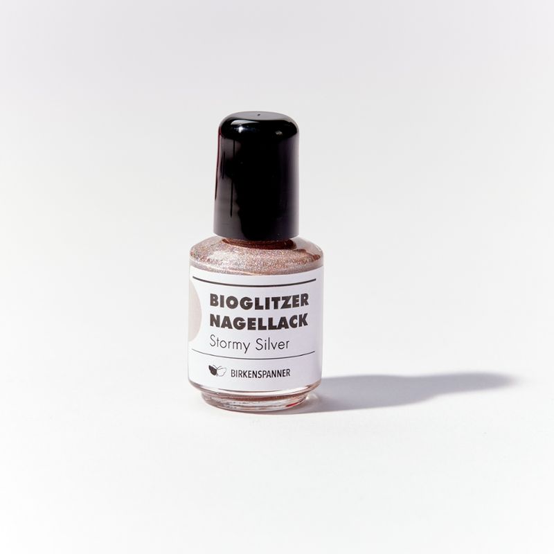 BIRKENSPANNER Bioglitzer Nagellack - Stormy Silver - Taupe - Produktbild
