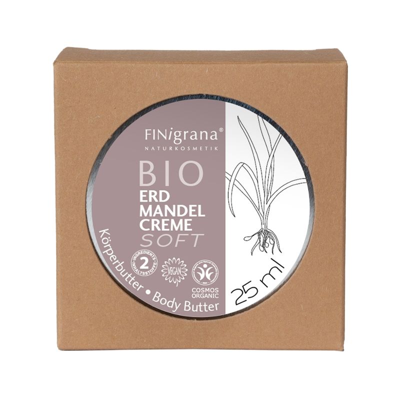 FINigrana® Naturkosmetik FINigrana® BIO Erdmandel-Creme Soft (Basis Hautpflege / Basic Skin Care / Soins de Base de la Peau ) in Weißblechdose, 25ml mit Umkarton - Produktbild