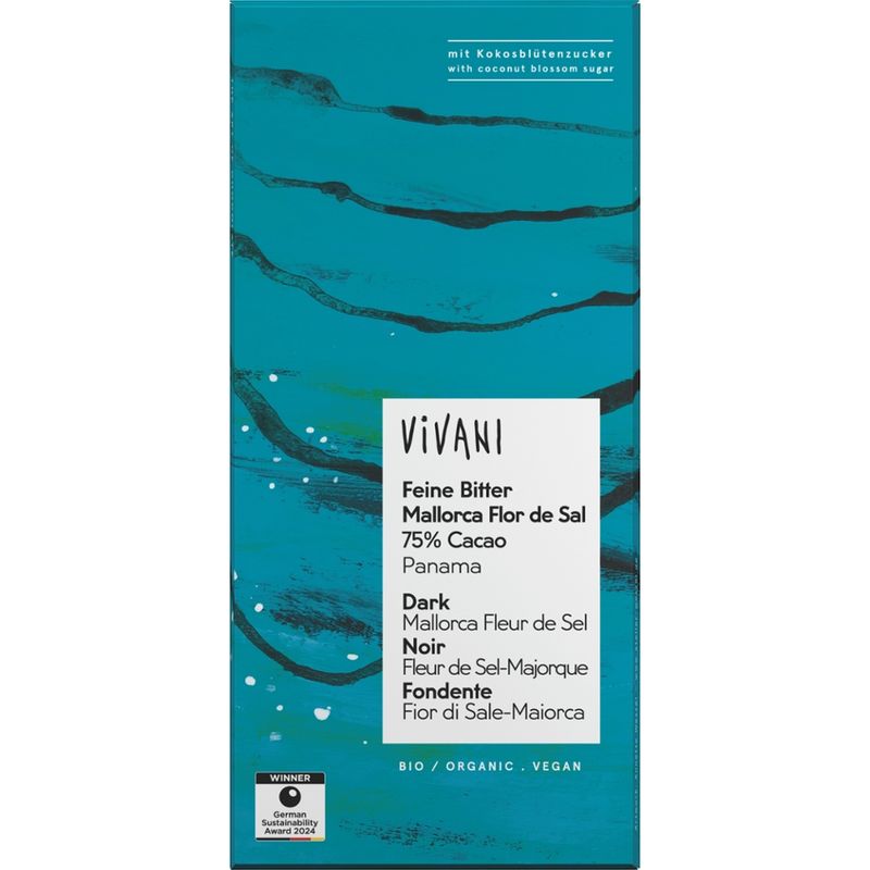 Vivani Feine Bitter Mallorca Flor de Sal 75% Cacao Panama - Produktbild