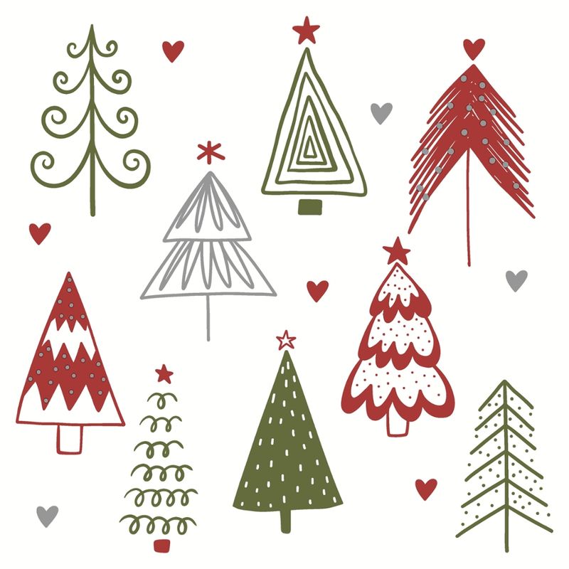 Paper + Design Motivserviette 3-lagig 33x33 cm "Fun trees red" - Produktbild