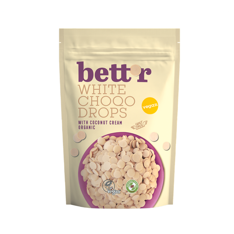 Bett'r Bett´r  White Choco Drops 200g, vegan, glutenfrei - Produktbild