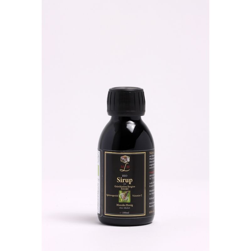 MLM Manuka Sirup mit griechischem Bergtee -Extrakt, Vitamin C und Kräuterauszügen - Produktbild