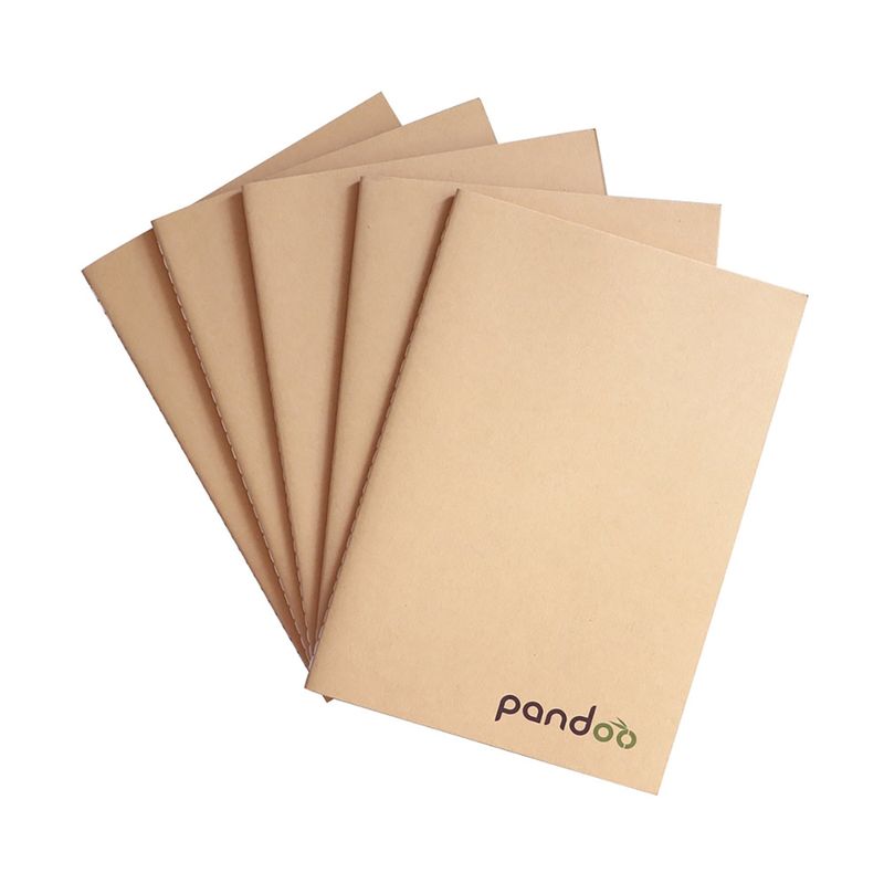 pandoo pandoo Notizhefte DIN A5 aus 100 % Bambuszellstoff – 5 Hefte à 40 Blatt, blanko, mit Baumwollfaden gebunden statt geklebt. - Produktbild