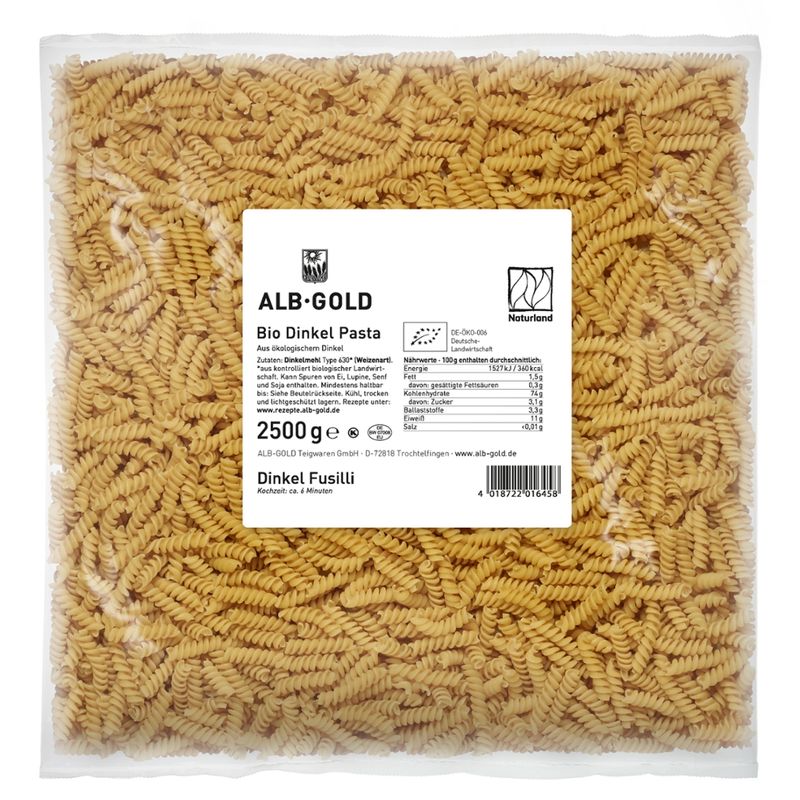 ALB-GOLD AG Bio Dinkel Pasta Fusilli (Naturland)  4 x 2,5 kg - Produktbild