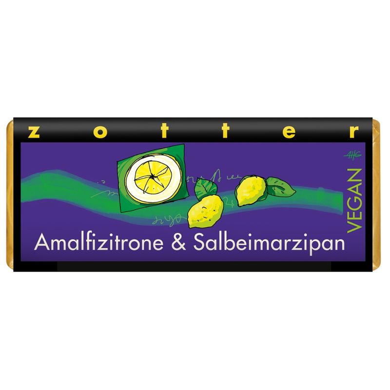 Zotter Schokolade Amalfizitrone & Salbeimarzipan VEGAN - Produktbild