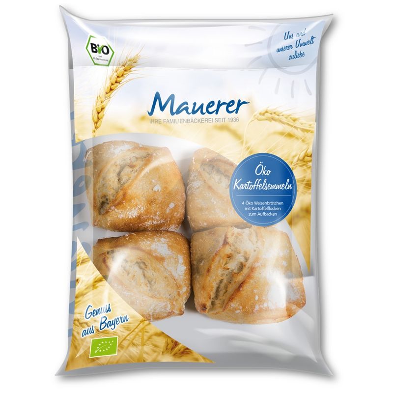 Öko Bäckerei Konditorei Mauerer  80g Öko TK Kartoffelsemmel LEH 20x4 Stück - Produktbild