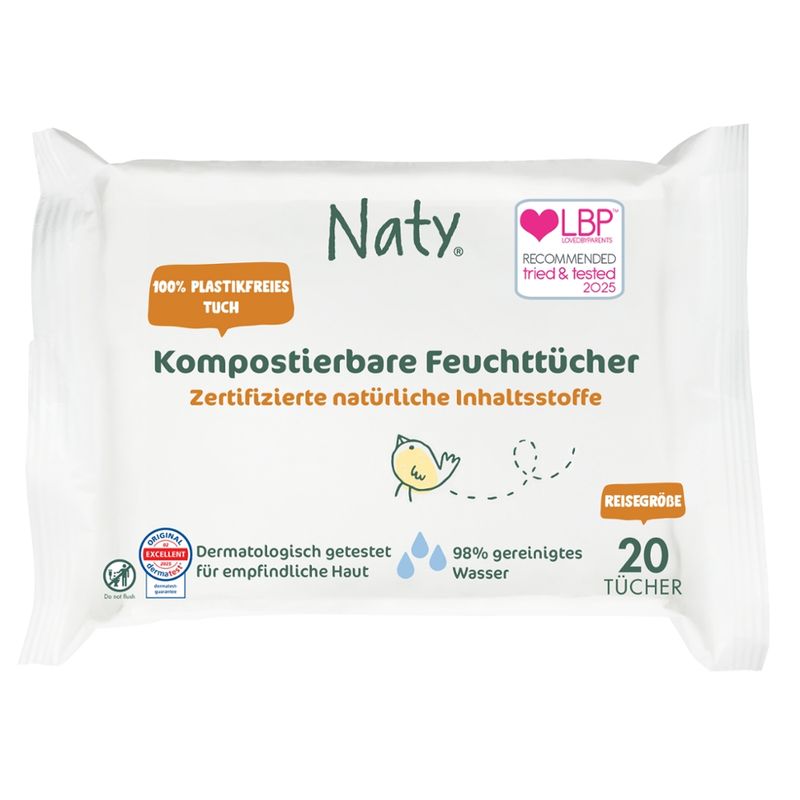 Naty Naty Feuchttücher unparfümiert, Reisegröβe, 20 St. - Produktbild