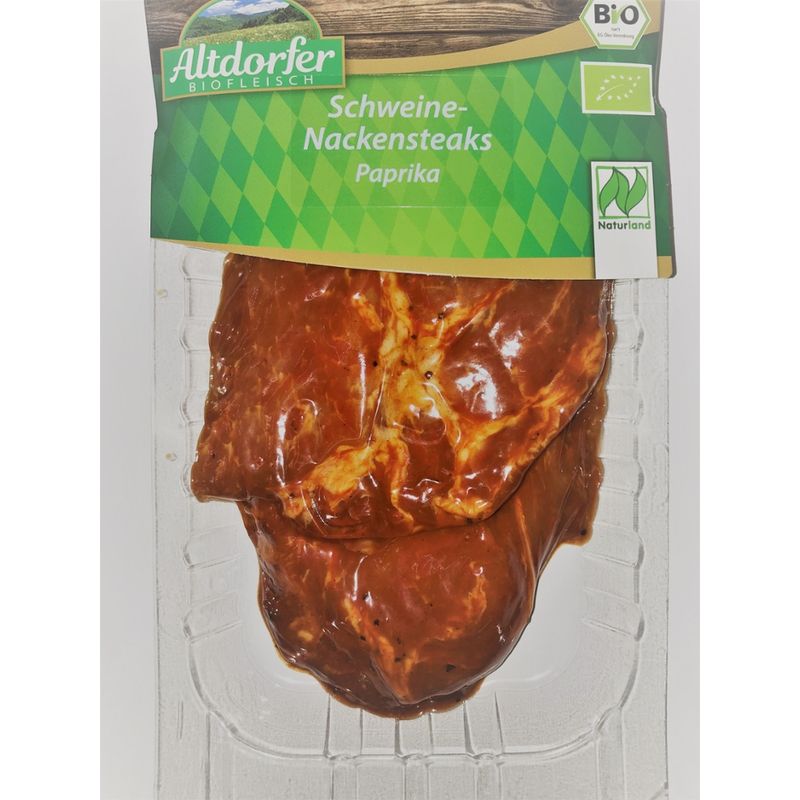 Altdorfer Biofleisch Bio Schweine Nackensteak mariniert Paprika SKIN - Produktbild