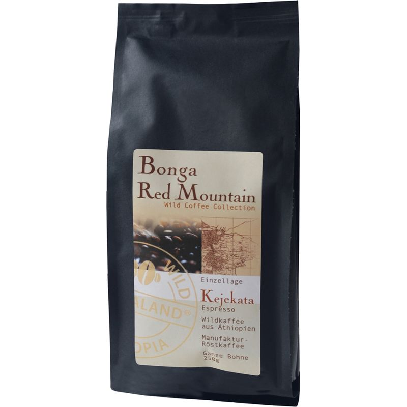 Wild Coffee Collection Bonga Red Mountain, Kejekata (dunkler Espresso), ganze Bohne, 250g - Produktbild
