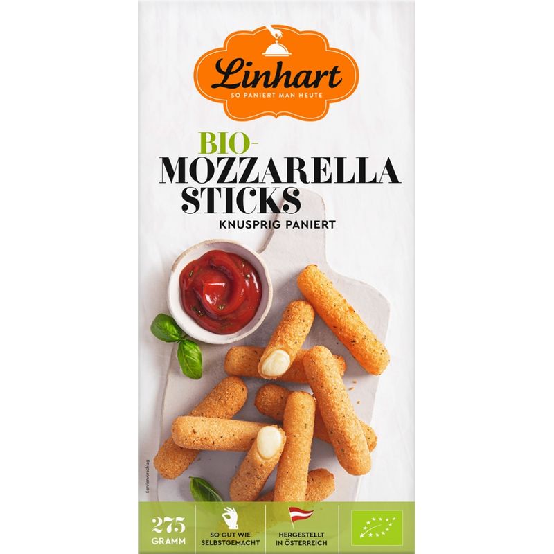 Linhart Linhart Bio Mozzarella Sticks, knusprig paniert - Produktbild