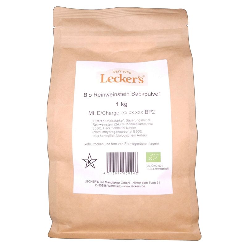 Lecker´s Bio Reinweinstein Backpulver 2 kg - Produktbild