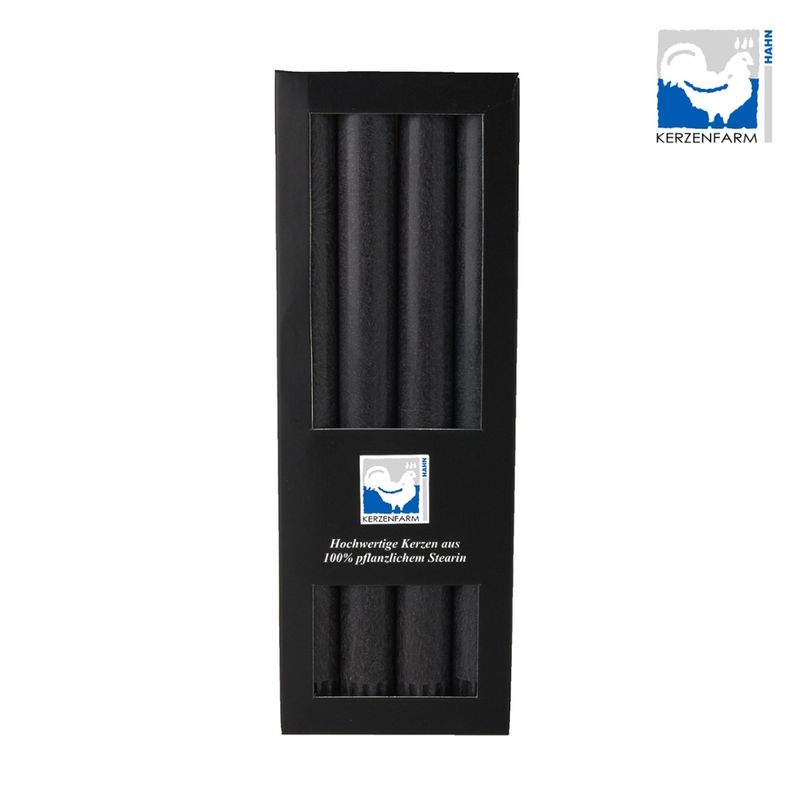 Kerzenfarm Hahn Stearin-Stabkerze,  4 Stück, anthrazit, 22x250mm - Produktbild