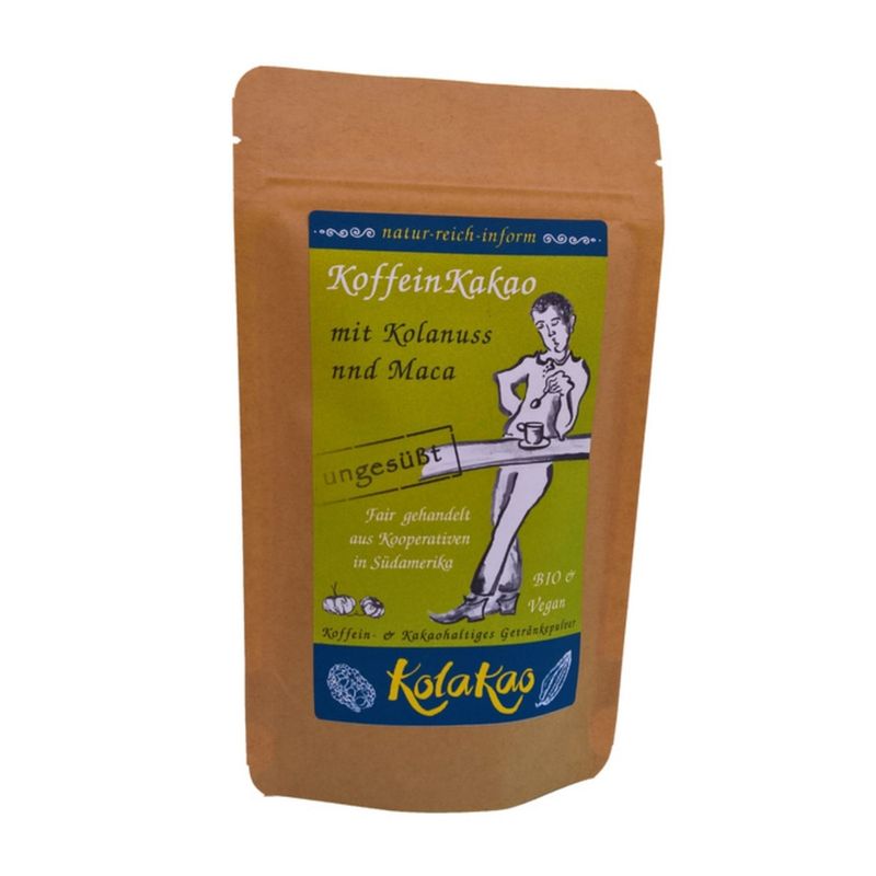 KolaKao KolaKao mit Maca, ungesüßt - der Koffein-Kakao mit Kolanuss und mobilisierender Macaknolle. Ein Getränkepulver mit edlem Kakao und koffeinhaltiger Kolanuss, ohne Zuckerzugabe. Bio & Vegan. - Produktbild