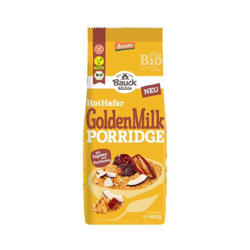 Bauck Mühle Hot Hafer Golden Milk Porridge demeter gf - Produktbild