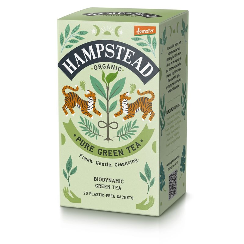 Hampstead Organic  Demeter Organic Green  tea bags in plastic free packaging - Produktbild