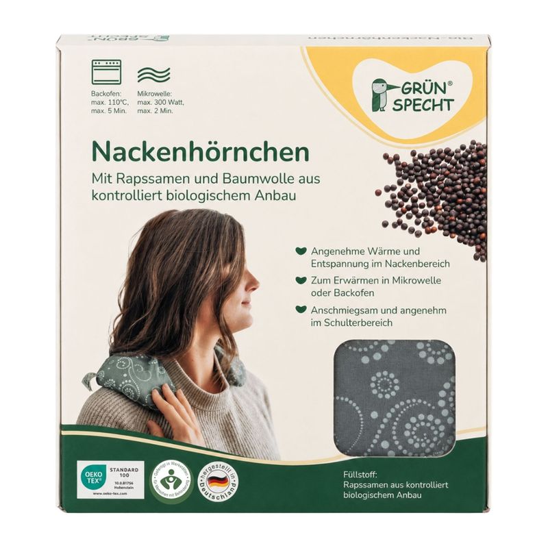 GRÜNSPECHT Naturprodukte Nackenhörnchen mit Rapssamen und Baumwolle aus kontrolliert biologischem Anbau, grau-mint - Produktbild
