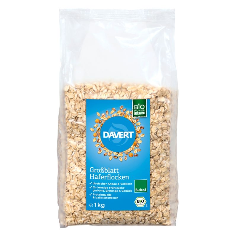 Davert Großblatt Haferflocken Bioland, 1kg - Produktbild