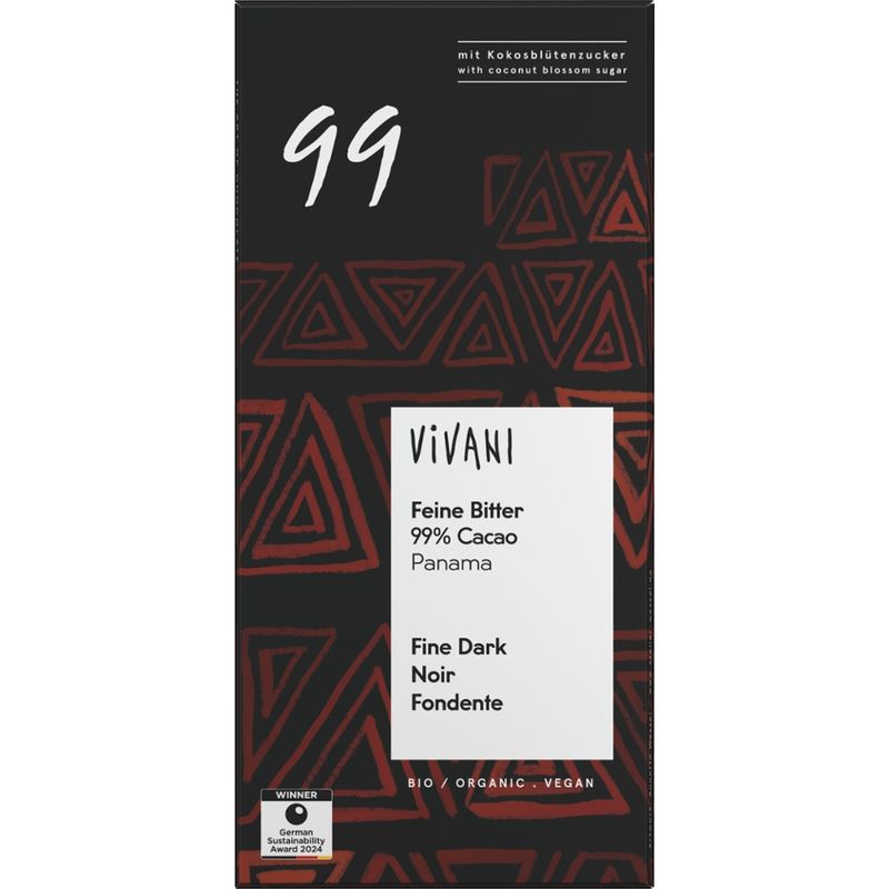 Vivani Feine Bitter Schokolade 99 % Cacao Panama - Produktbild