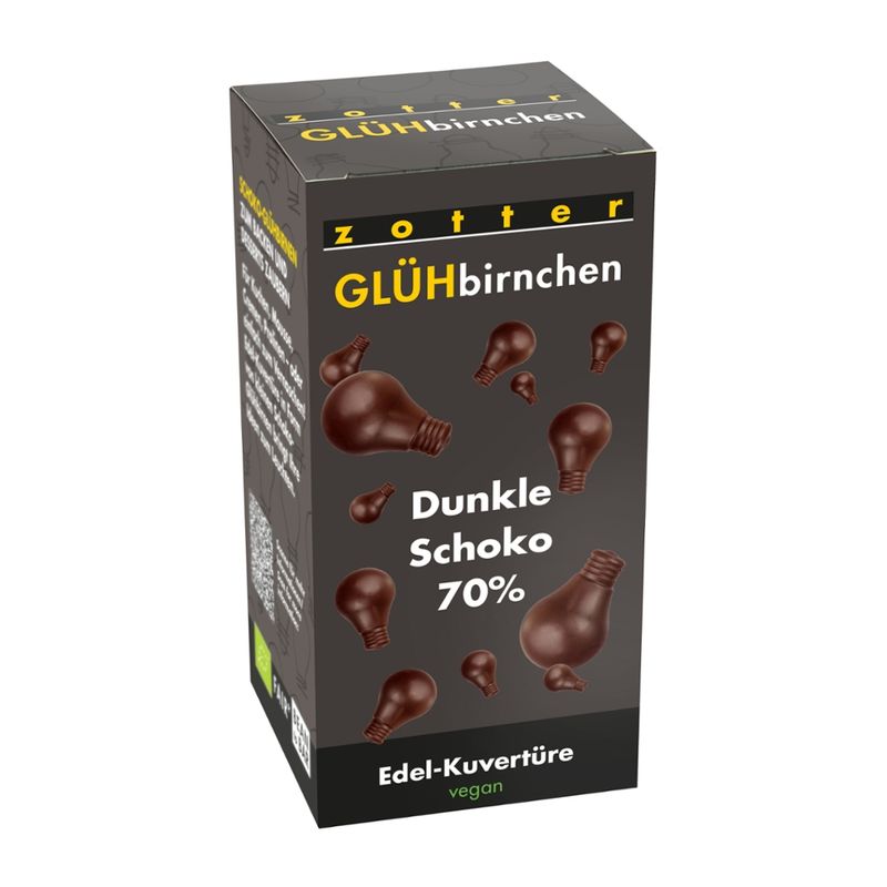Zotter Schokolade Glühbirnchen - Dunkle Schoko 70% - Produktbild