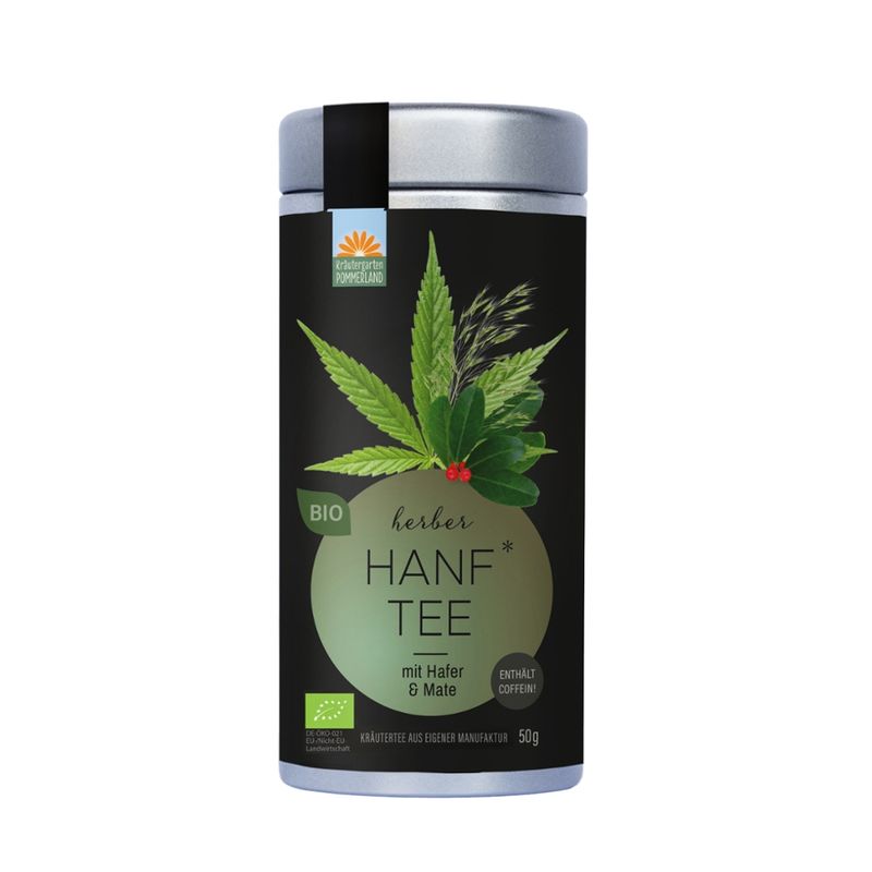 Kräutergarten Pommerland Herber Hanftee, anregende Bio Kräuterteemischung in der Vorratsdose - Produktbild