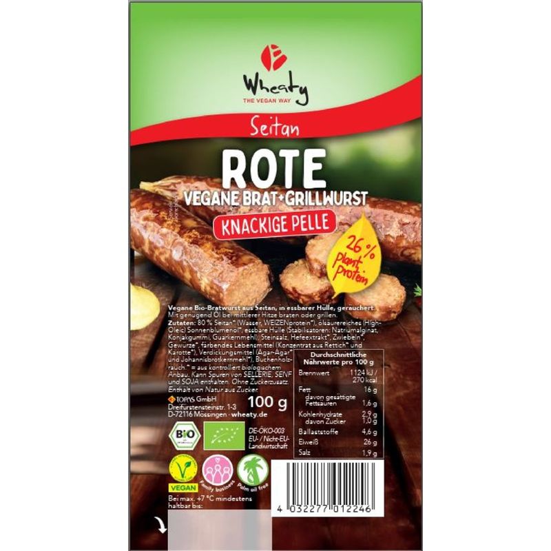 Wheaty Rote vegane Brat+Grillwurst - Produktbild