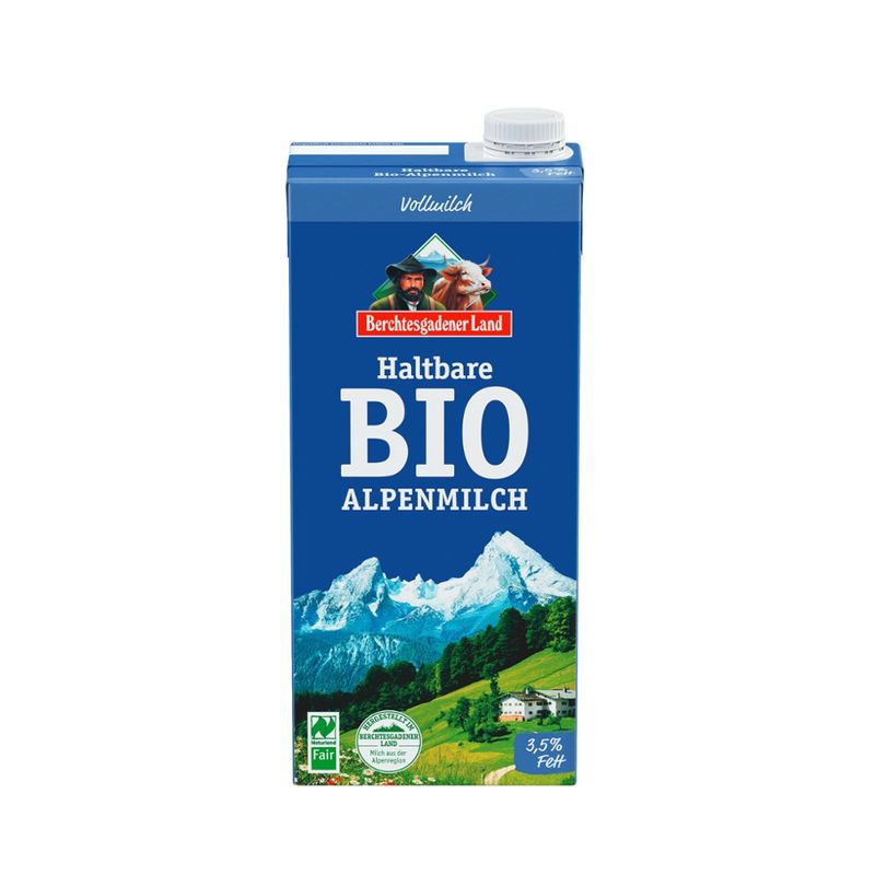 Berchtesgadener Land Bio Haltbare Bio-Alpenmilch 3,5% Fett NL-Fair 1/2 Palette - Produktbild