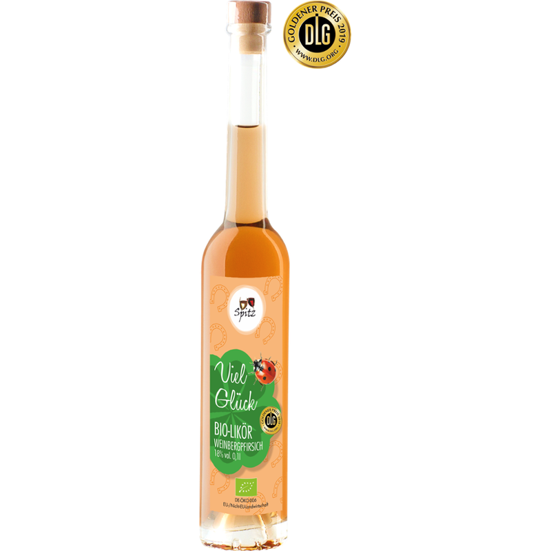 Spitz Viel Glück - BIO Weinbergpfirsich Likör mit Fruchtsaft 0.1 l, 18 vol% - Produktbild