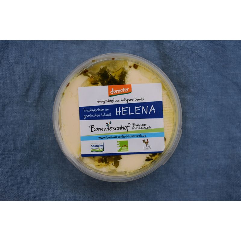 Bornwieser Milchhandwerk Helena, Frischkäsetaler im griechischen Würzöl, handverschöpft aus hofeigener Milch - Produktbild