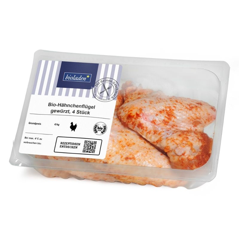 bioladen Hähnchenflügel, gewürzt, 4 Stück - Produktbild