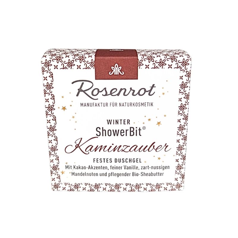 Rosenrot Naturkosmetik ShowerBit® - festes Duschgel Winter Kaminzauber  - 55g - in Schachtel - Produktbild